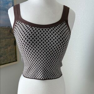 Abercrombie & Fitch Chocolate and Ivory Patterned Crop Top